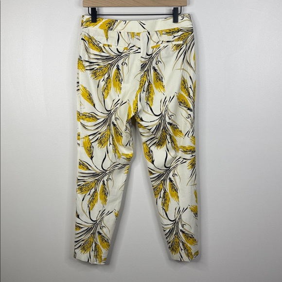 Tory Burch Cream and Yellow Botanical Straight Leg Pants Women's Size 4 - Picture 6 of 8